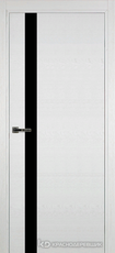 Дверь Краснодеревщик 701 (стекло черное) с фурнитурой, натуральный шпон Эмаль белая
